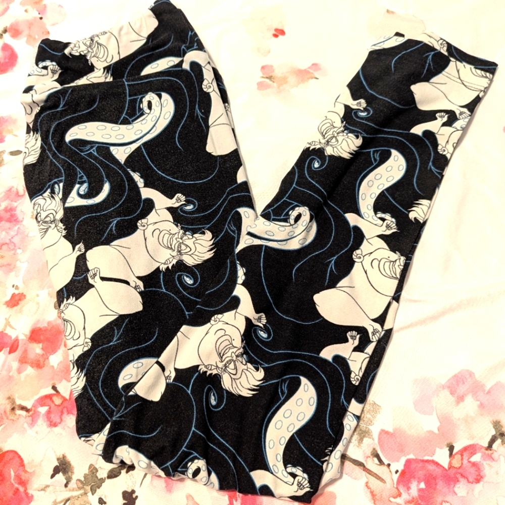 Lularoe Disney Ursula Leggings One Size (2-10) black, blue and white